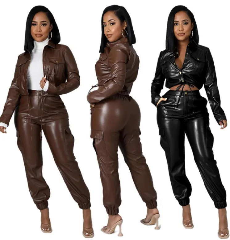 Black Cargo Pants Ladies Winter Outfits Outwear Coat Faux PU Zip Up Jacket Leather Pants Women, Picture
Black Cargo Pants Ladies Winter Outfits Outwear Coat Faux PU Zip Up Jacket Leather Pants Women, Picture