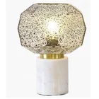 Modern fancy luxury classic black white marble golden base smooth glass bedside reading light table lamp design