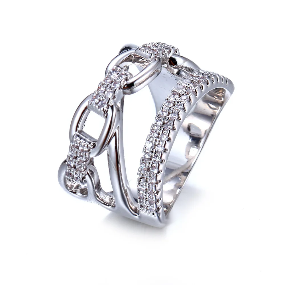 Fashion Design Silver Plated Micro Pave CZ Stone Link Ring Crystal Rhinestone Pave Chain Ring
Fashion Design Silver Plated Micro Pave CZ Stone Link Ring Crystal Rhinestone Pave Chain Ring