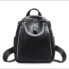 Hot selling custom logo girls black waterproof leather backpack bag for women