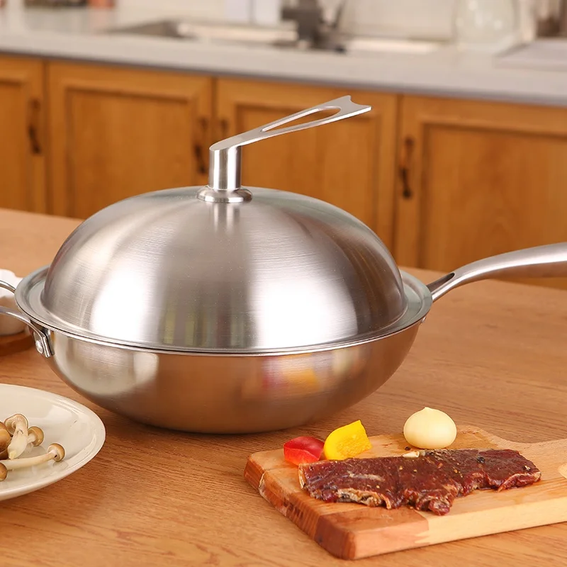 High quality 34cm round stainless steel cooking pan non-stick stir-fry pan with steel handle
High quality 34cm round stainless steel cooking pan non-stick stir-fry pan with steel handle