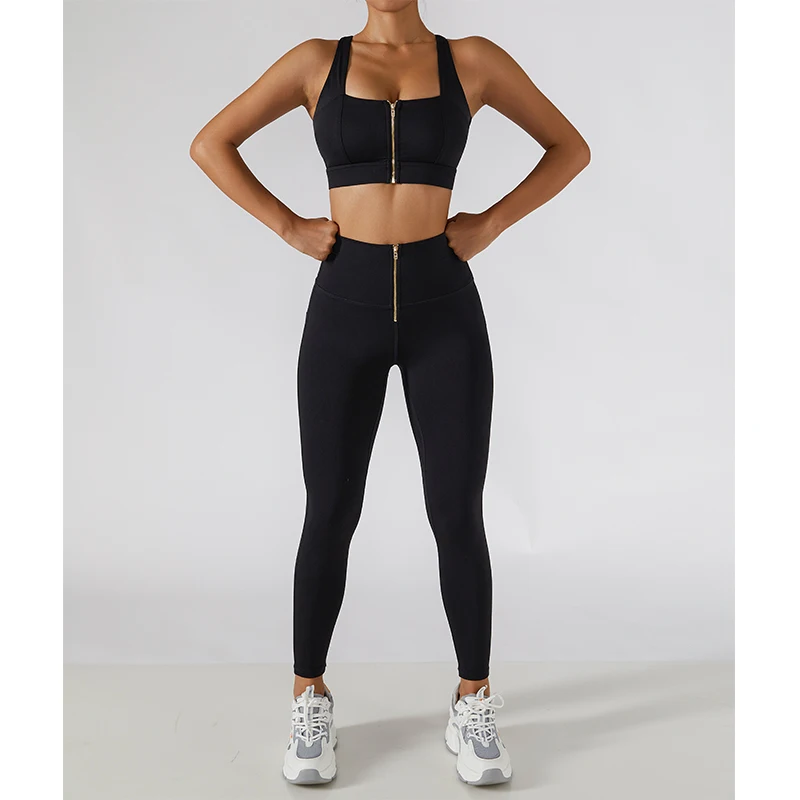 Custom Logo Wholesale Front Zipper Bra High Waist Pants 2 PCS Yoga Suit Set Sexy Women Sweatsuit Set Tracksuit
Custom Logo Wholesale Front Zipper Bra High Waist Pants 2 PCS Yoga Suit Set Sexy Women Sweatsuit Set Tracksuit