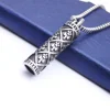 VEROMCA Simple Pattern Cylindrical Personality Pendant Necklace Stainless Steel Vintage Pendant Necklace for Male