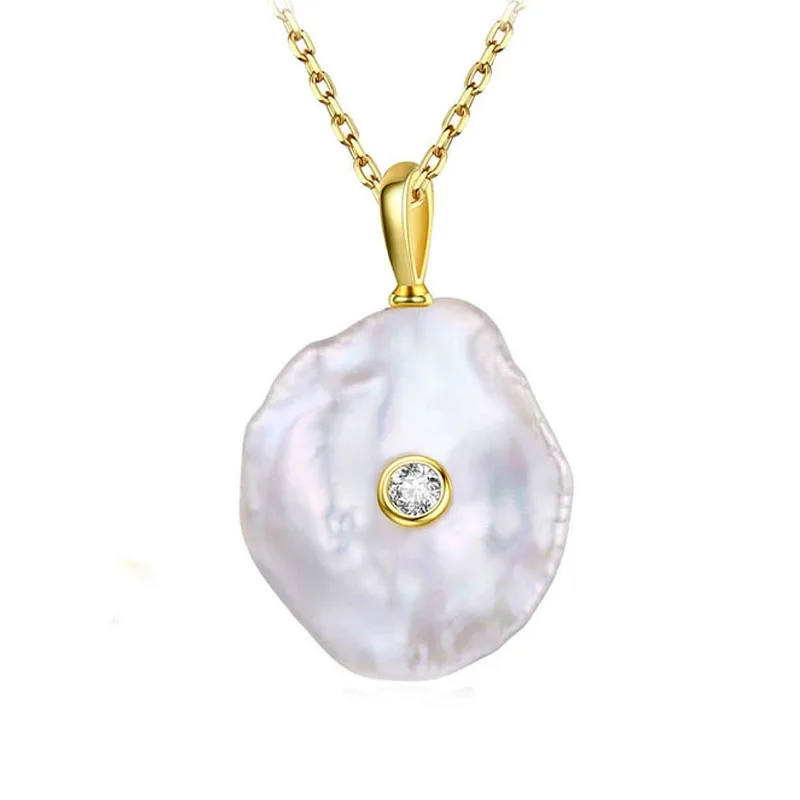 925 Sterling Silver Real Gold Plated Pendant Necklace Jewelry Women Baroque Pearl Necklace, Gold , silver
925 Sterling Silver Real Gold Plated Pendant Necklace Jewelry Women Baroque Pearl Necklace, Gold , silver