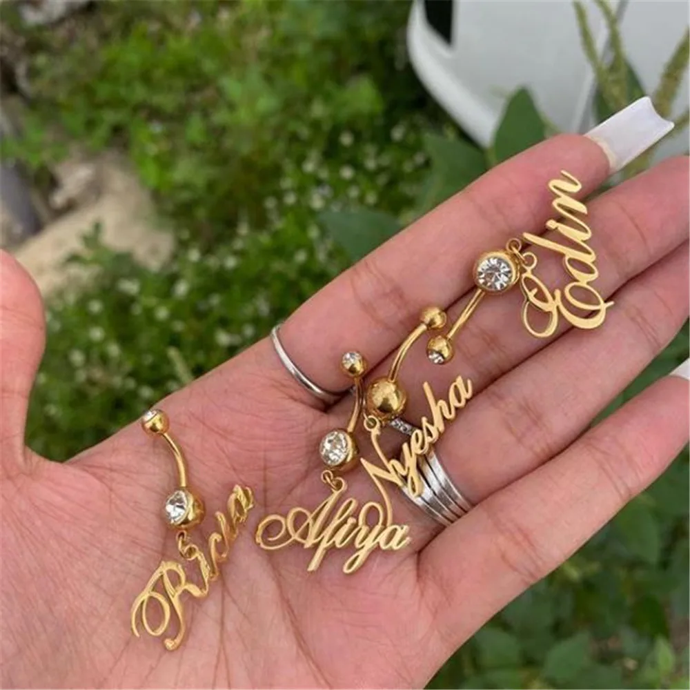 Custom Name Jewelry Gold Personalized Zircon Belly Ring Stainless Steel Belly Button Rings For Femme Birthday Gift, Gold,silver,rose gold
Custom Name Jewelry Gold Personalized Zircon Belly Ring Stainless Steel Belly Button Rings For Femme Birthday Gift, Gold,silver,rose gold