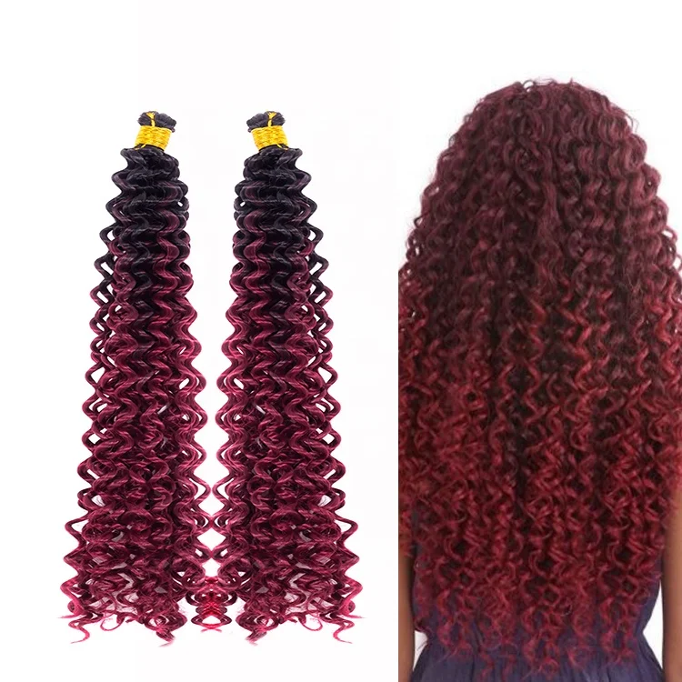 

Colorful Synthetic Water Wave Crochet Bohemian Deep Afro Kinky Twist Crochet Braids Curly Hair Bundle, Per and ombre color more than 17 color aviable