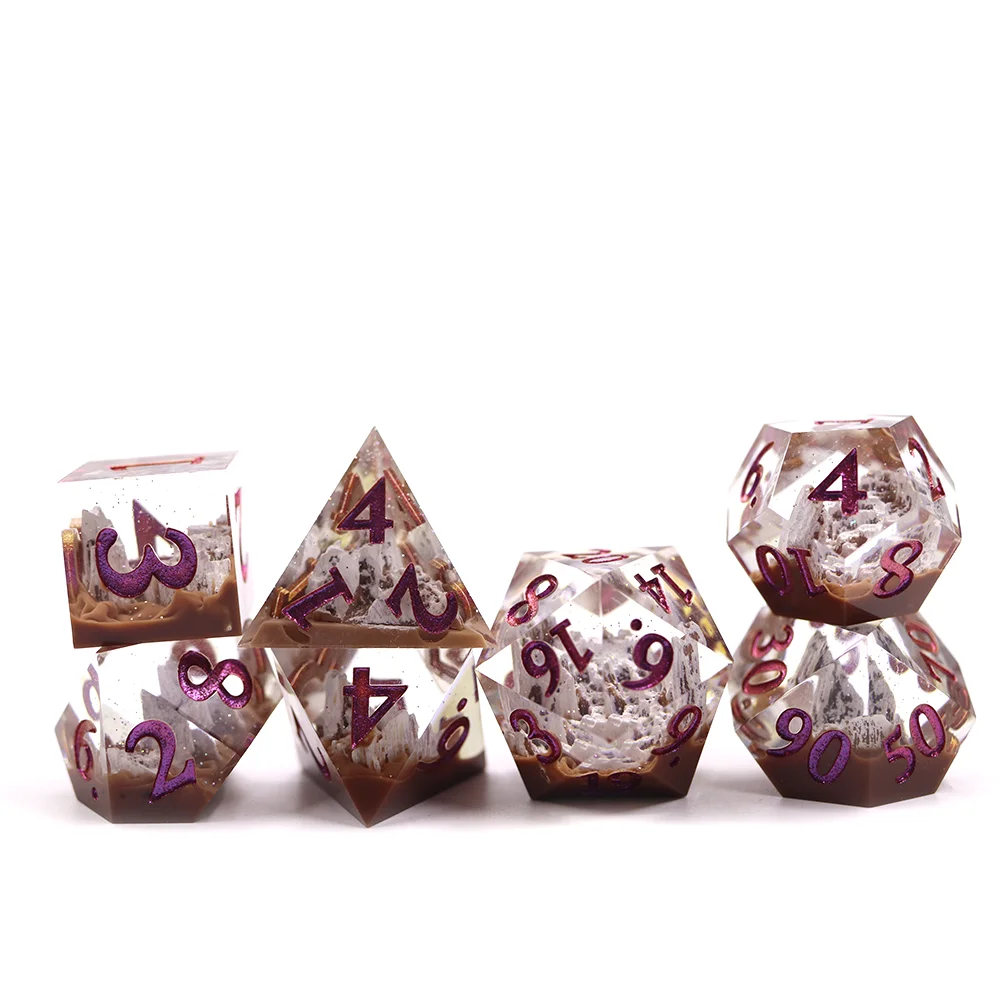 

best selling resin dice rpg custom DND RPG game sharp edge 7pcs dice set