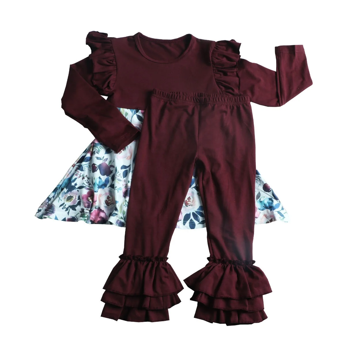 Small Girl Clothes Set 2021 New Style Crimson Floral Dress Matching Ruffle Bell Pants Long Sleeves Fall Girls' Outfit
Small Girl Clothes Set 2021 New Style Crimson Floral Dress Matching Ruffle Bell Pants Long Sleeves Fall Girls' Outfit