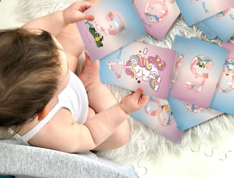 product-Custom 4x6 Baby Shower Boys Girls Memorable Moment Milestone Cards-Dezheng-img
