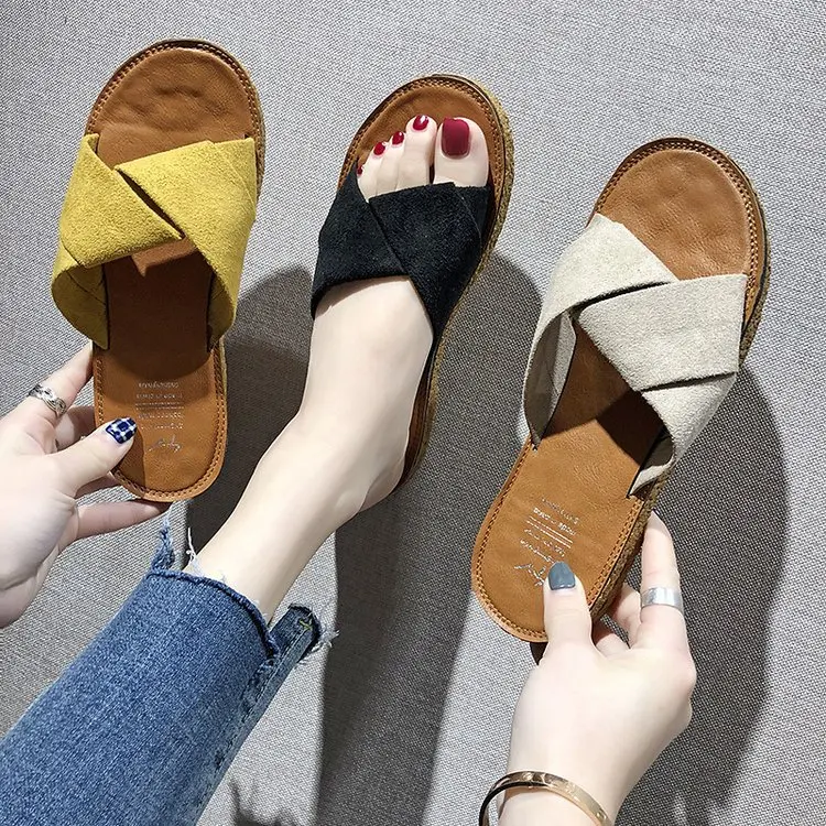 Summer sandals and slippers women wear 2022 new one-word slippers suede flat bottom cross ladies slippers, 4 colors
Summer sandals and slippers women wear 2022 new one-word slippers suede flat bottom cross ladies slippers, 4 colors