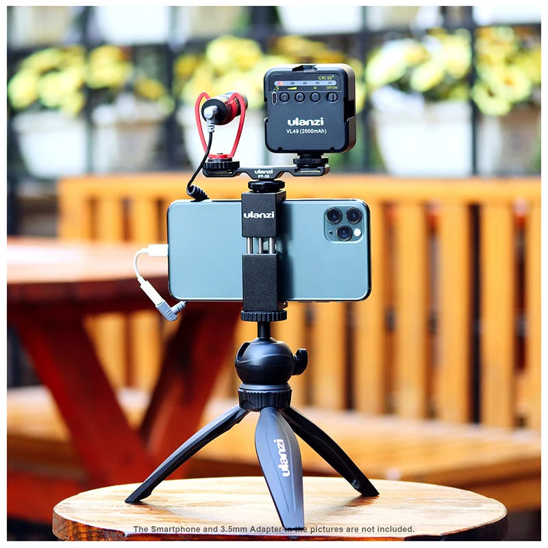 

Ulanzi Combo 5 Portable Tripod Vlogging Kits Set, ST-02S+MT-03+ VL49 +PT-2S+Microphone Tripod Cold Shoes Stand Led Video Light