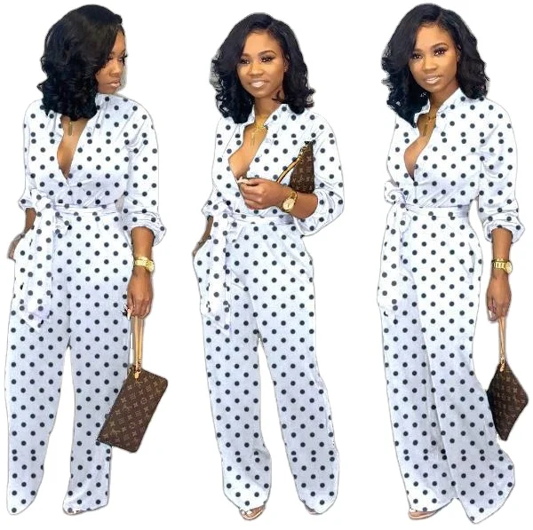 Women Fashion Long Sleeve Casual Dot Jumpsuit Lacing Loose Trouser Jumpsuits Woman Dropshpping, As picture
Women Fashion Long Sleeve Casual Dot Jumpsuit Lacing Loose Trouser Jumpsuits Woman Dropshpping, As picture