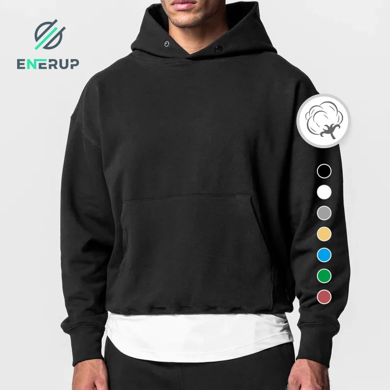 

Enerup custom 100 Cotton cropped hoodie men washed black blank hoodies crop top hoodie