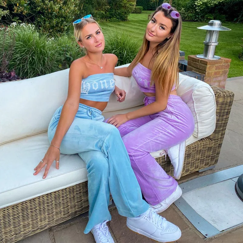 2021 Custom Rhinestone Logo Chest Wrap Crop Top Sweatpants Two Piece Set Women Tracksuit Joggers Suits Women 2 Piece Pants Set, Brown
2021 Custom Rhinestone Logo Chest Wrap Crop Top Sweatpants Two Piece Set Women Tracksuit Joggers Suits Women 2 Piece Pants Set, Brown