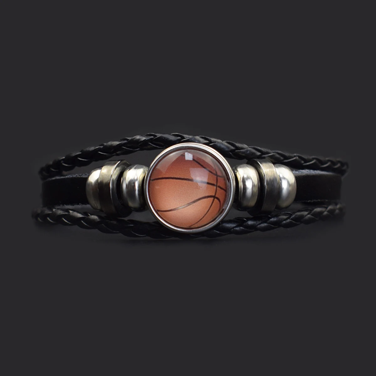 Basketball Bracelet Luminous Men's Football bangle vintage Woven Black Leather Twist Jewelry for Sports Lover
Basketball Bracelet Luminous Men's Football bangle vintage Woven Black Leather Twist Jewelry for Sports Lover
