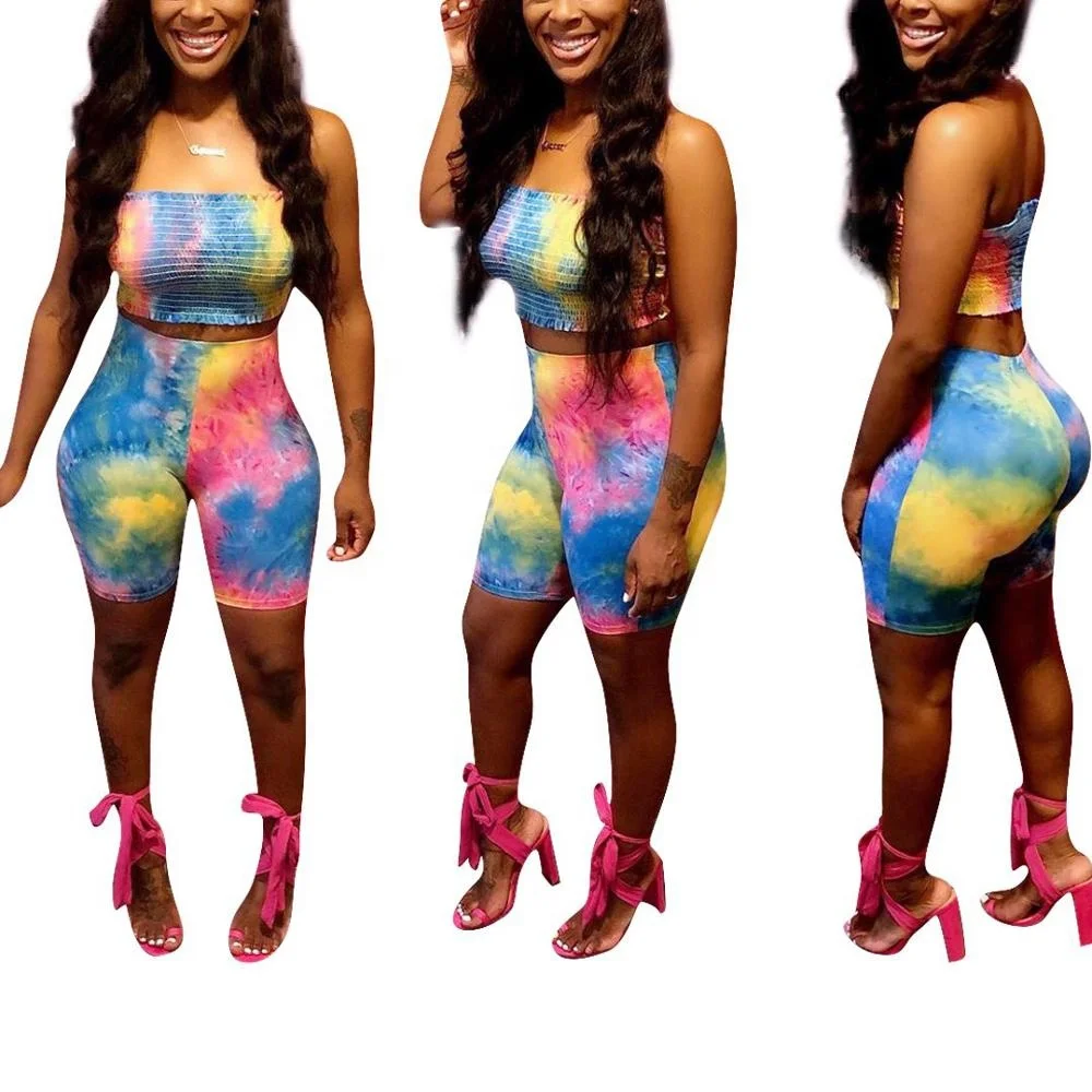 Newest design ladies summer sets shorts and crop set