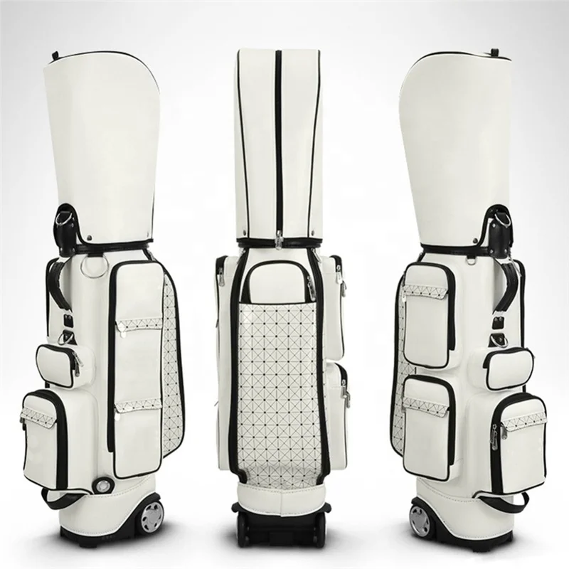 Blank golf bag with wheels waterproof custom PU leather golf staff bag, Customized color
Blank golf bag with wheels waterproof custom PU leather golf staff bag, Customized color