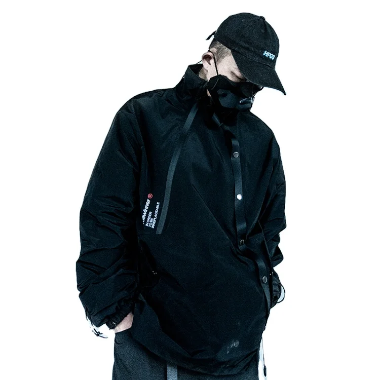 Streetwear custom man tech wear zipper button waterproof windbreaker casual solid black men jackets, White
Streetwear custom man tech wear zipper button waterproof windbreaker casual solid black men jackets, White