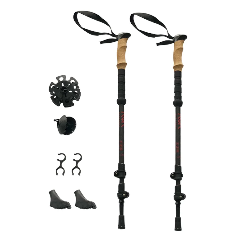 

Carbon Trekking Poles for Hiking, Trekking, Walking, Snowshoeing - Cork Grip, Ultralight, Collapsible and Adjustable Poles, Customized color