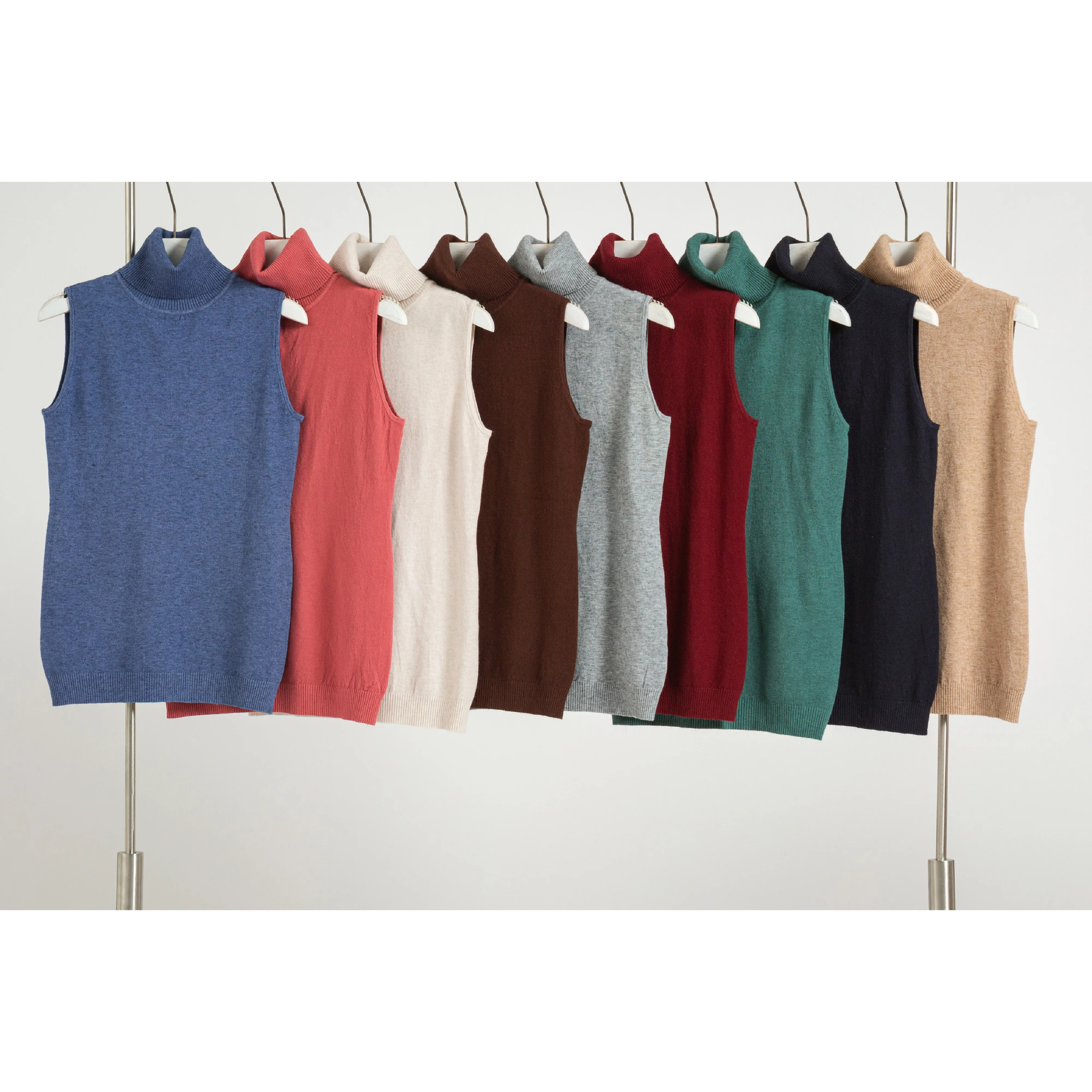 New Arrival Fashion Custom Top High Quality Turtle Neck Sleeveless Knitted Sweater for Women
New Arrival Fashion Custom Top High Quality Turtle Neck Sleeveless Knitted Sweater for Women