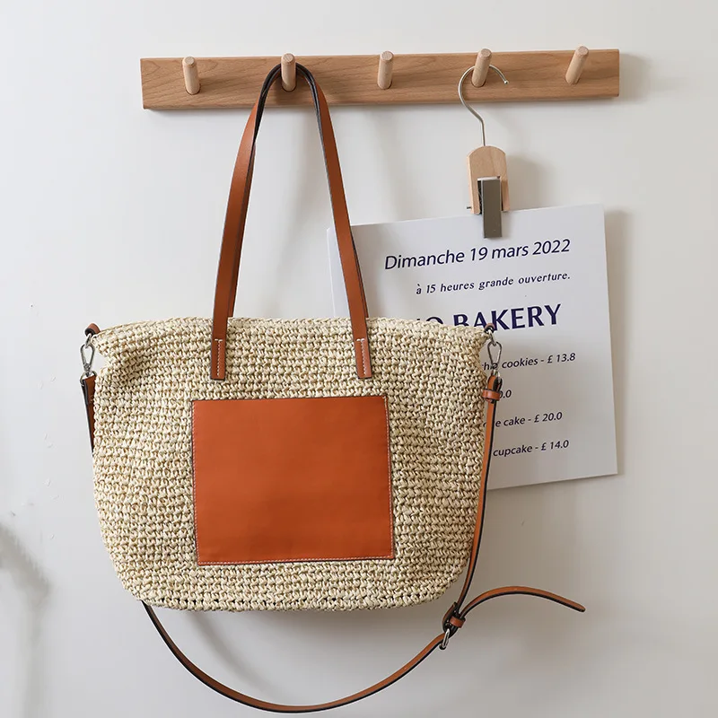 Stylish straw bag popular beach bag shoulder bag with custom logo for girl women outdoor beach travel, Beige
Stylish straw bag popular beach bag shoulder bag with custom logo for girl women outdoor beach travel, Beige