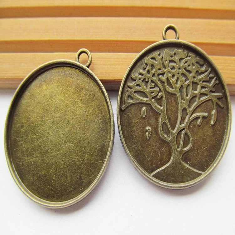 

Made In China Trend Bronze 27mm Round Lucky Tree Of Life Photo Bezel Blanks Pendants Tray Necklace, Antique silver tone/antique bronze