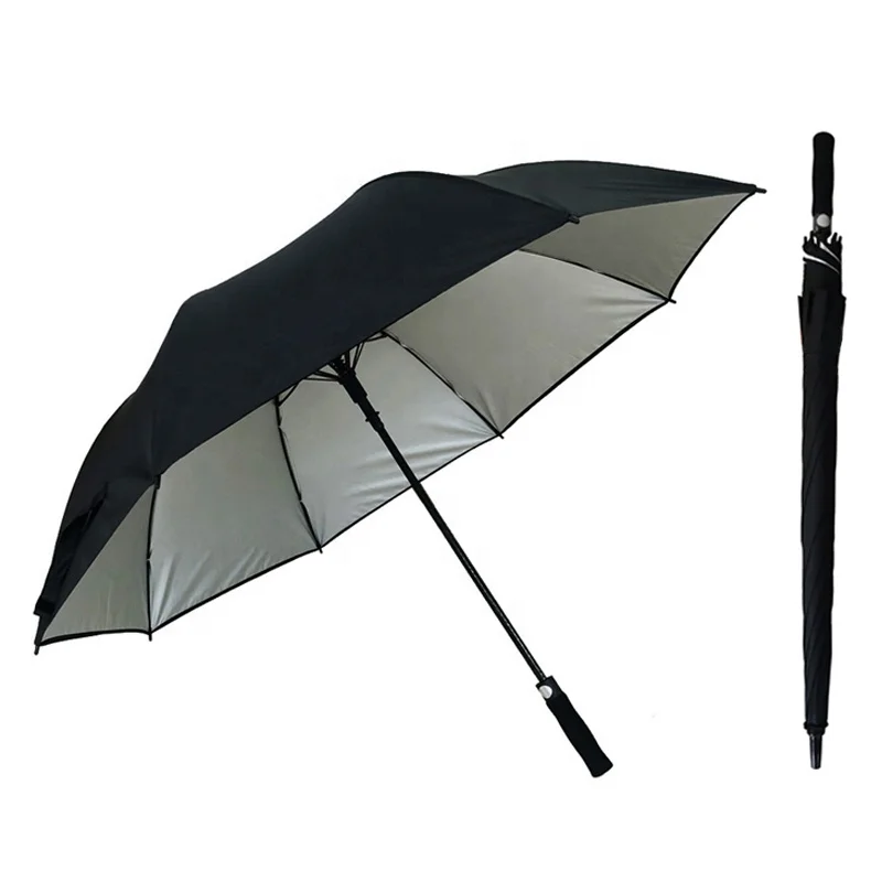 All over print upf-blocker Protection Strong Windproof Waterproof 2 Layer Black Automatic Golf umbrella with Silver UV Coating
All over print upf-blocker Protection Strong Windproof Waterproof 2 Layer Black Automatic Golf umbrella with Silver UV Coating