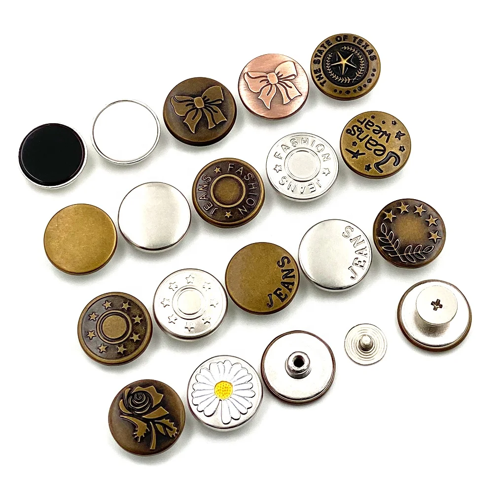 Denim Jean Buttons Custom Metal Jacket Pant Instant Button Pins For Jeans, Customized
Denim Jean Buttons Custom Metal Jacket Pant Instant Button Pins For Jeans, Customized
