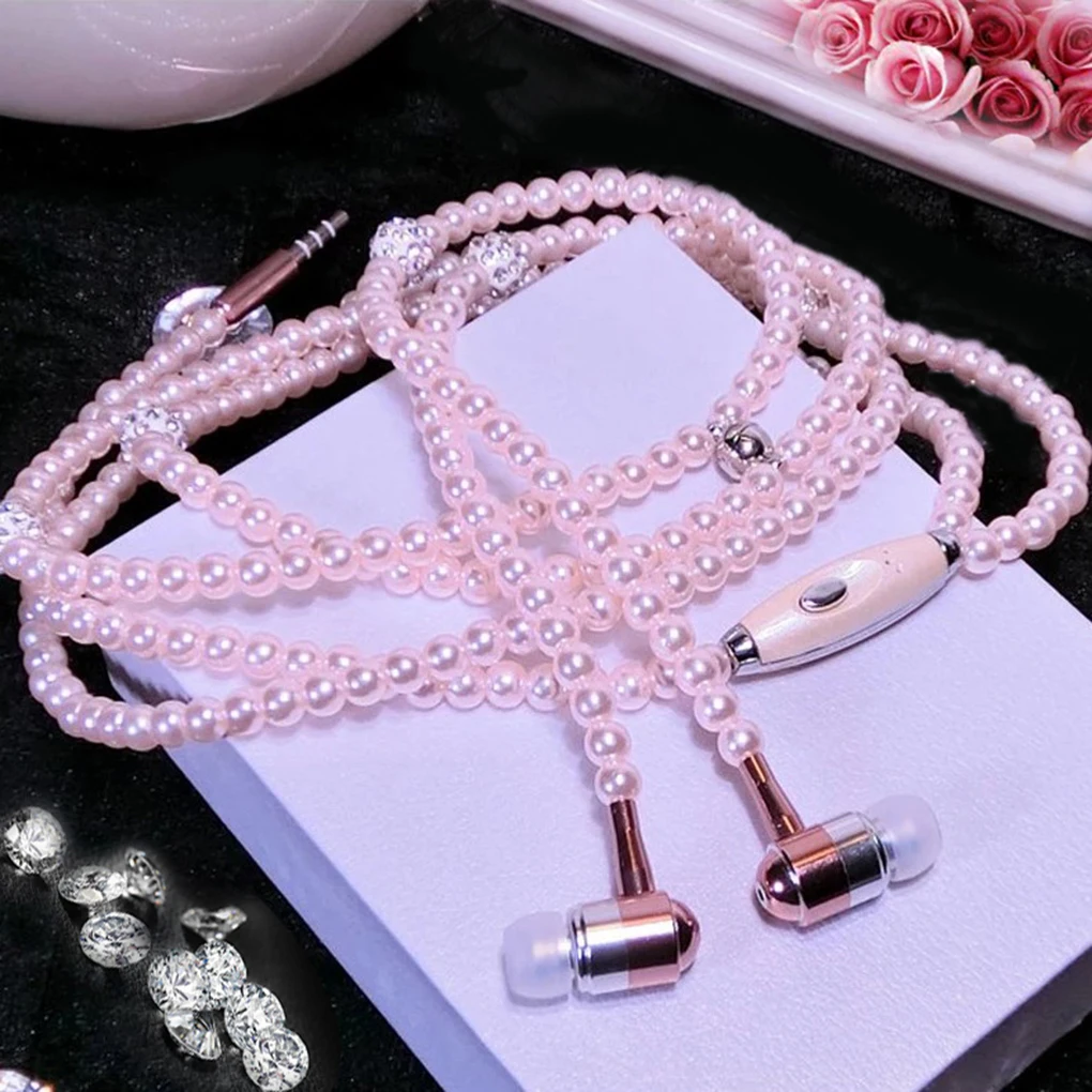 Popular Design Wired Stereo Headphone 3.5mm In-Ear Pearl Rhinestone Necklace Earphones With Mic
Popular Design Wired Stereo Headphone 3.5mm In-Ear Pearl Rhinestone Necklace Earphones With Mic
