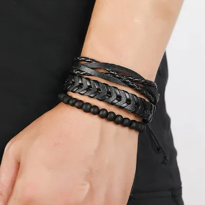 2021 New Arrival Retro Multi-Layer Bracelet Black Bracelet Jewelry Simple Braided Leather Bracelet Set for Men, Picture shows
2021 New Arrival Retro Multi-Layer Bracelet Black Bracelet Jewelry Simple Braided Leather Bracelet Set for Men, Picture shows