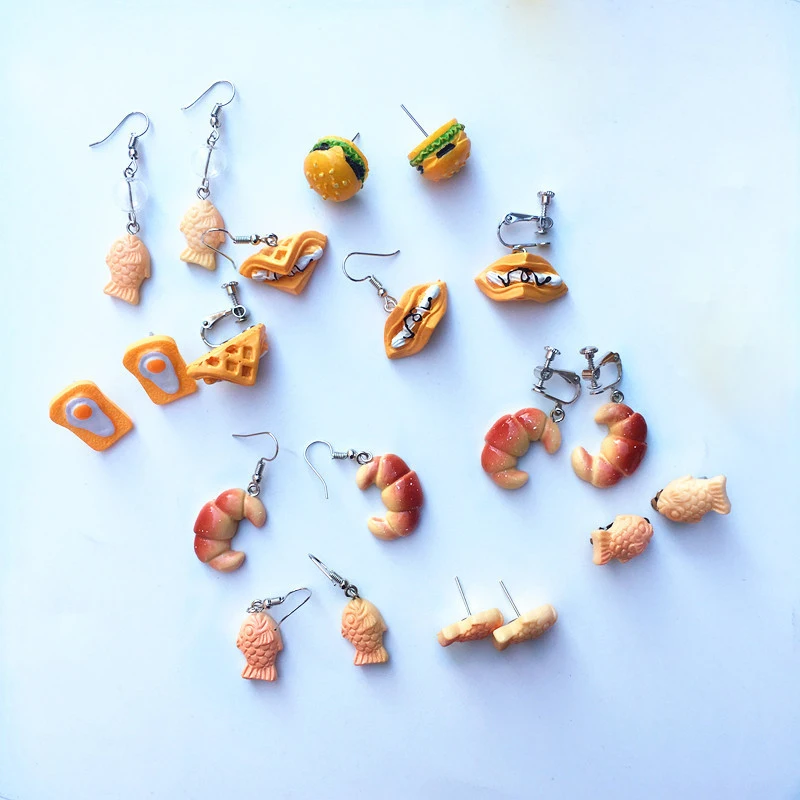 Original hand-made food earrings funny Japanese girl cartoon ear clips, Golden
Original hand-made food earrings funny Japanese girl cartoon ear clips, Golden