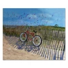 Natural field wall picture modern bicycle outdoor canvas art reed oil painting