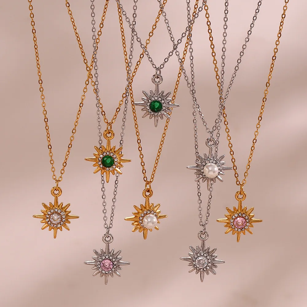 Fashion Sweater Chain Necklace Simple Jewelry Stainless Steel Plated 18k Octagon Star Necklace Zircon Pendant Necklace
Fashion Sweater Chain Necklace Simple Jewelry Stainless Steel Plated 18k Octagon Star Necklace Zircon Pendant Necklace