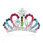 Colorful Rhinestones Tiara Bride Hair Comb, Alloy Crystal Bridal Hair Comb, Bridal Hair Comb For Wedding