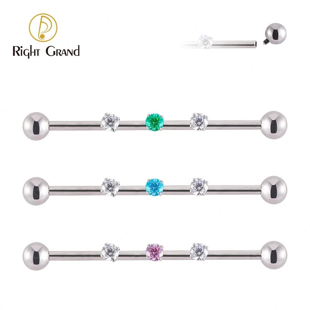 14G Titanium Internal Thread Prong Set Clear Zircon Industrial Barbell 
14G Titanium Internal Thread Prong Set Clear Zircon Industrial Barbell