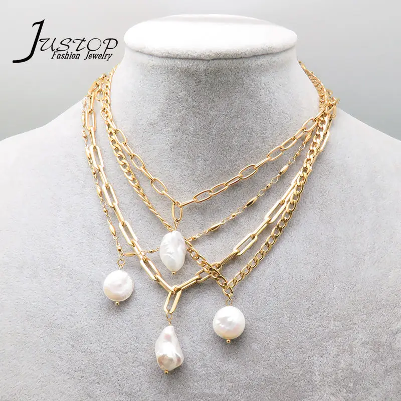 18K Gold Plated Bar Pendant Choker Cuban Link Necklace Stainless Steel Pearl Pendants For Women Necklace, Gold color
18K Gold Plated Bar Pendant Choker Cuban Link Necklace Stainless Steel Pearl Pendants For Women Necklace, Gold color