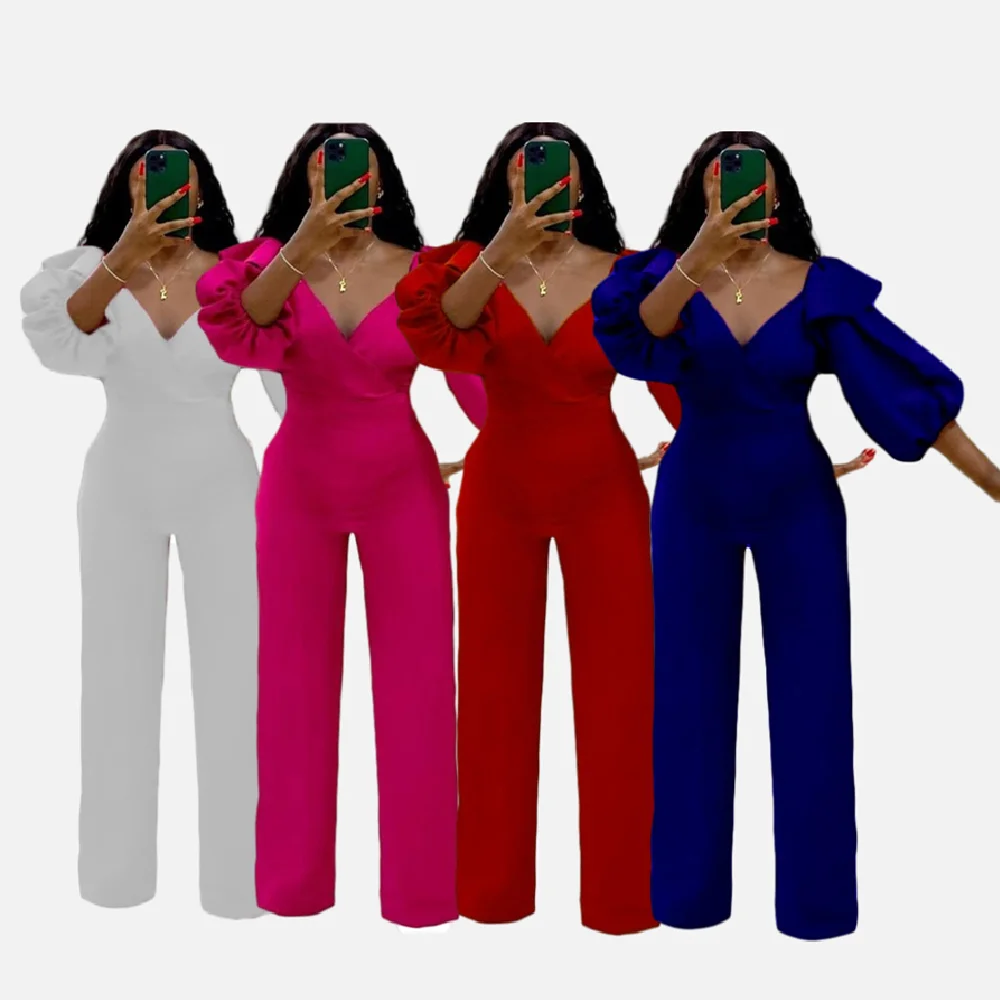 C8432 2021 Fashion V neck Solid Color Casual Plus Size Jumpsuits For Women Puff Sleeve Jumpsuit 
C8432 2021 Fashion V neck Solid Color Casual Plus Size Jumpsuits For Women Puff Sleeve Jumpsuit