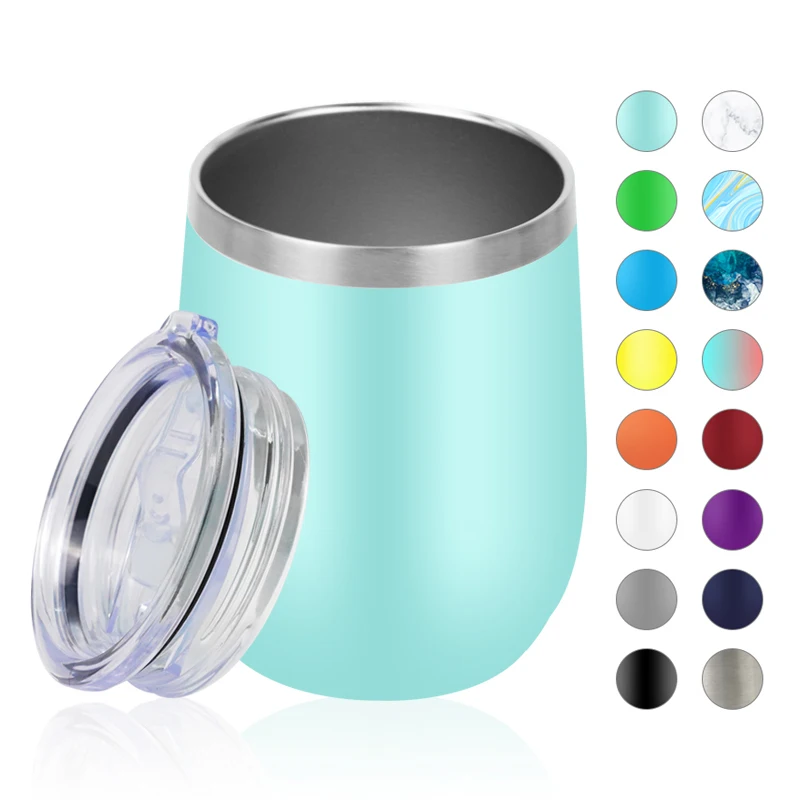 Premium 12oz stemless wine glass with lid - Vacuum Coffee Mug 18/8 Stainless Steel Wine tumblers Bulk, cyan-blue
Premium 12oz stemless wine glass with lid - Vacuum Coffee Mug 18/8 Stainless Steel Wine tumblers Bulk, cyan-blue
