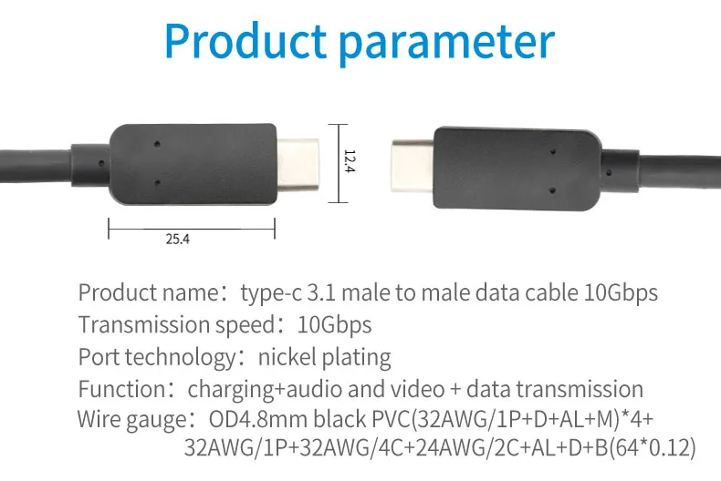 DOXCONN Audio Video 4K function USB-C Cable 10Gbps USB 3.1 type C 5A PD cable fast charger Gen 2 data cable for MacBook - ANKUX.COM