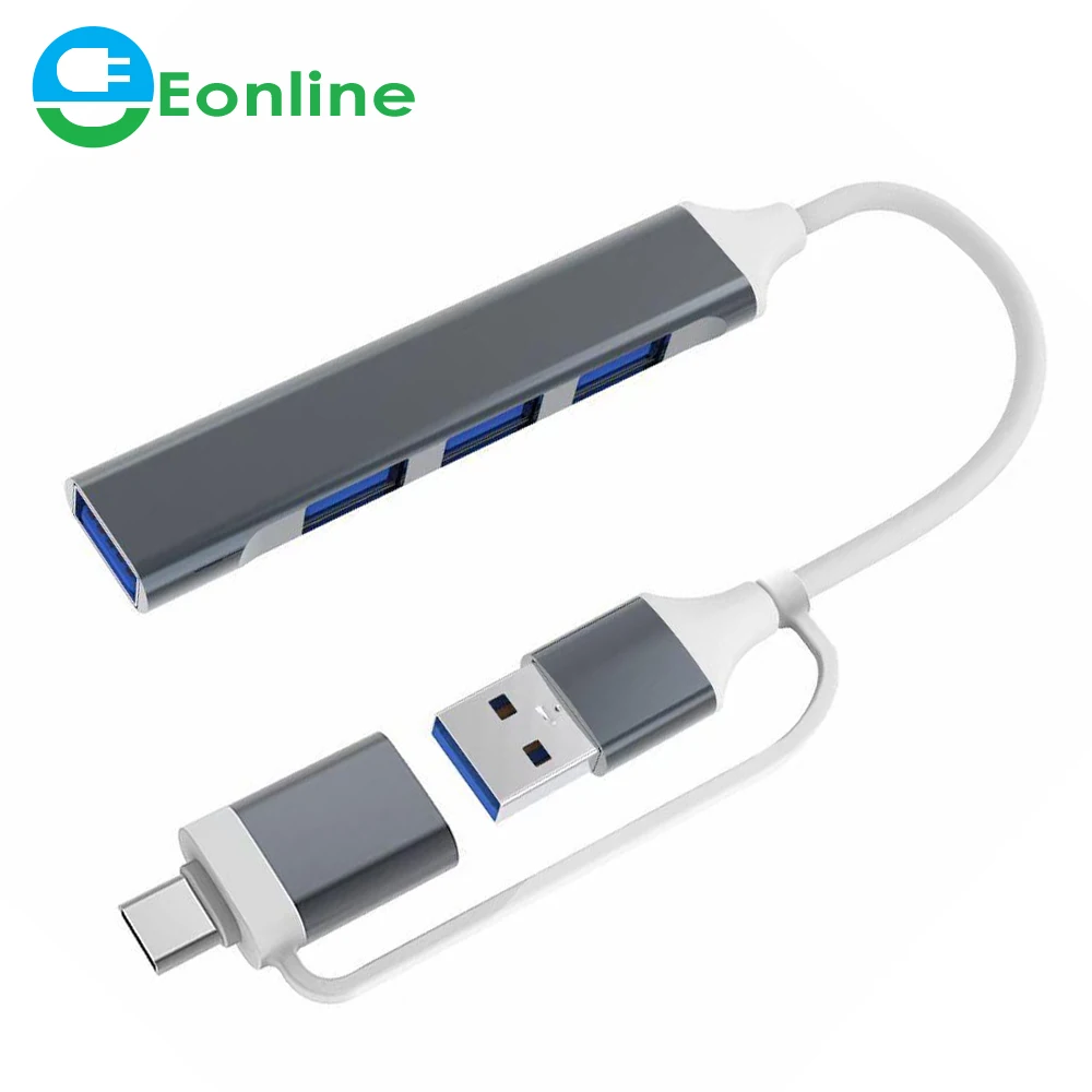 

EONLINE 6 IN 1 Type C USB HUB Dock 3.0 USB 3.0 Hub 4 Ports Multi Splitter Adapter OTG For Lenovo HUAWEI Xiaomi Macbook Aluminum