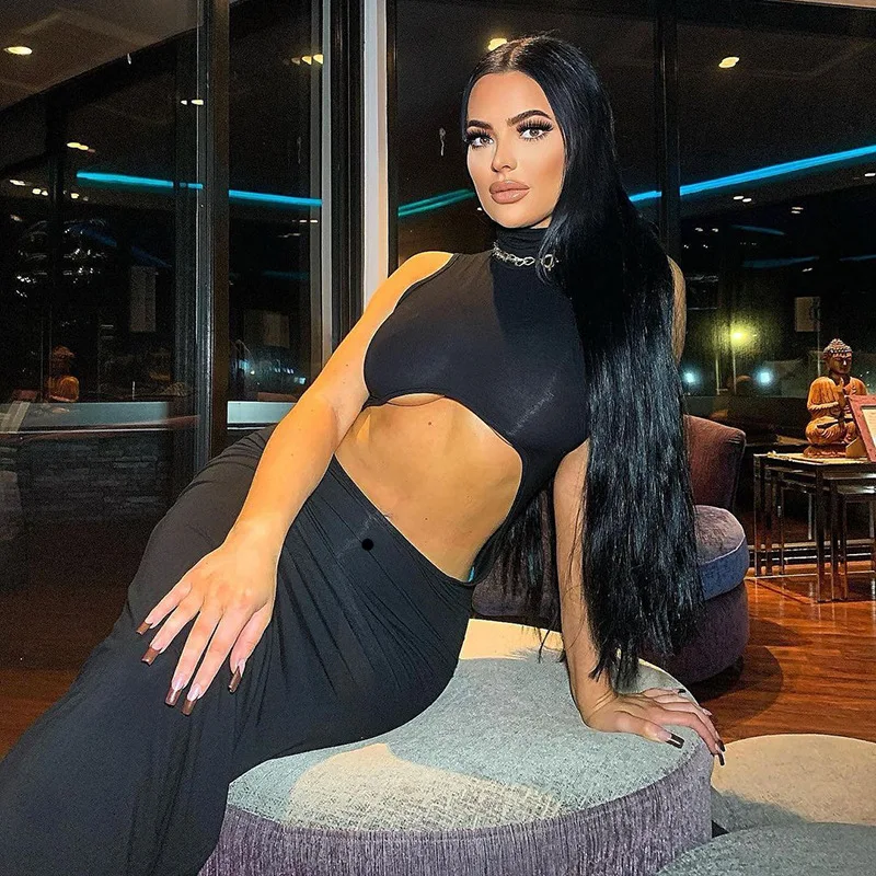 Sexy Hollow Out Club Dress Womens Sleeveless Turtleneck Solid Color Maxi Dresses Female Cropped Party Clothes Elegant Long Dress
Sexy Hollow Out Club Dress Womens Sleeveless Turtleneck Solid Color Maxi Dresses Female Cropped Party Clothes Elegant Long Dress