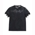 2019 New Product Classic Fashion Small O-neck Lace Black Blouse Women