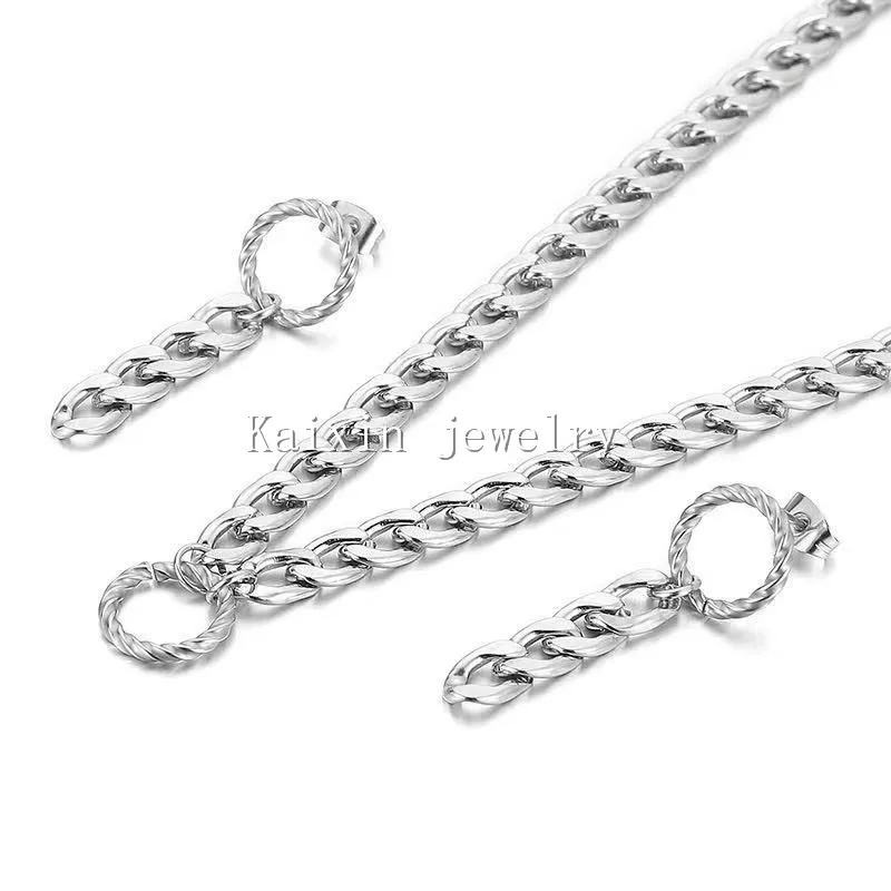 Top selling high quality gold jewelry Fashion Circle Chain Stainless Steel Necklace Earring Set
Top selling high quality gold jewelry Fashion Circle Chain Stainless Steel Necklace Earring Set