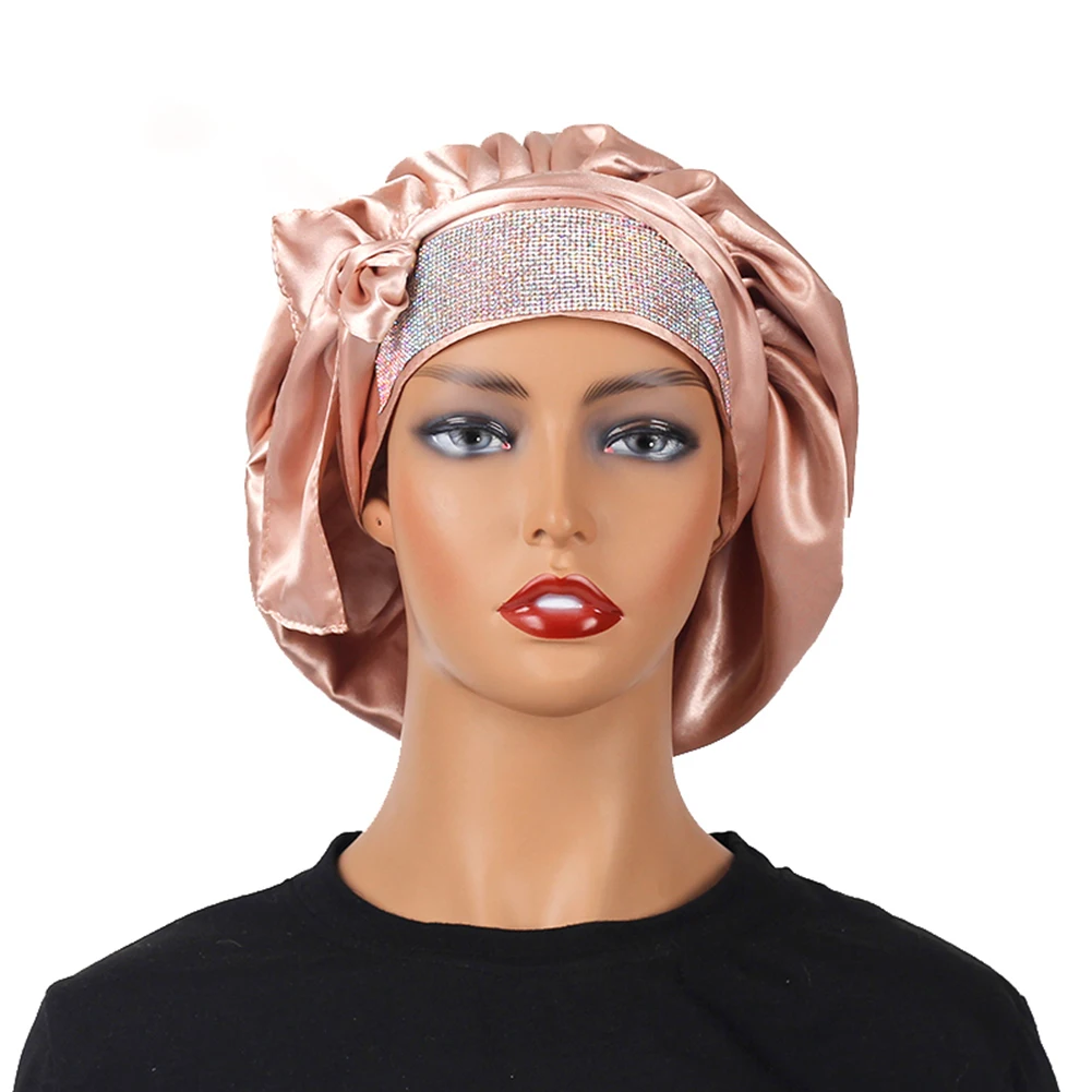 Rose Gold Rhinestone Women Satin hats Customizable Sleeping Bonnet With Wide Edge Control Wrap Bundle HeadBand Hair Accessories
Rose Gold Rhinestone Women Satin hats Customizable Sleeping Bonnet With Wide Edge Control Wrap Bundle HeadBand Hair Accessories