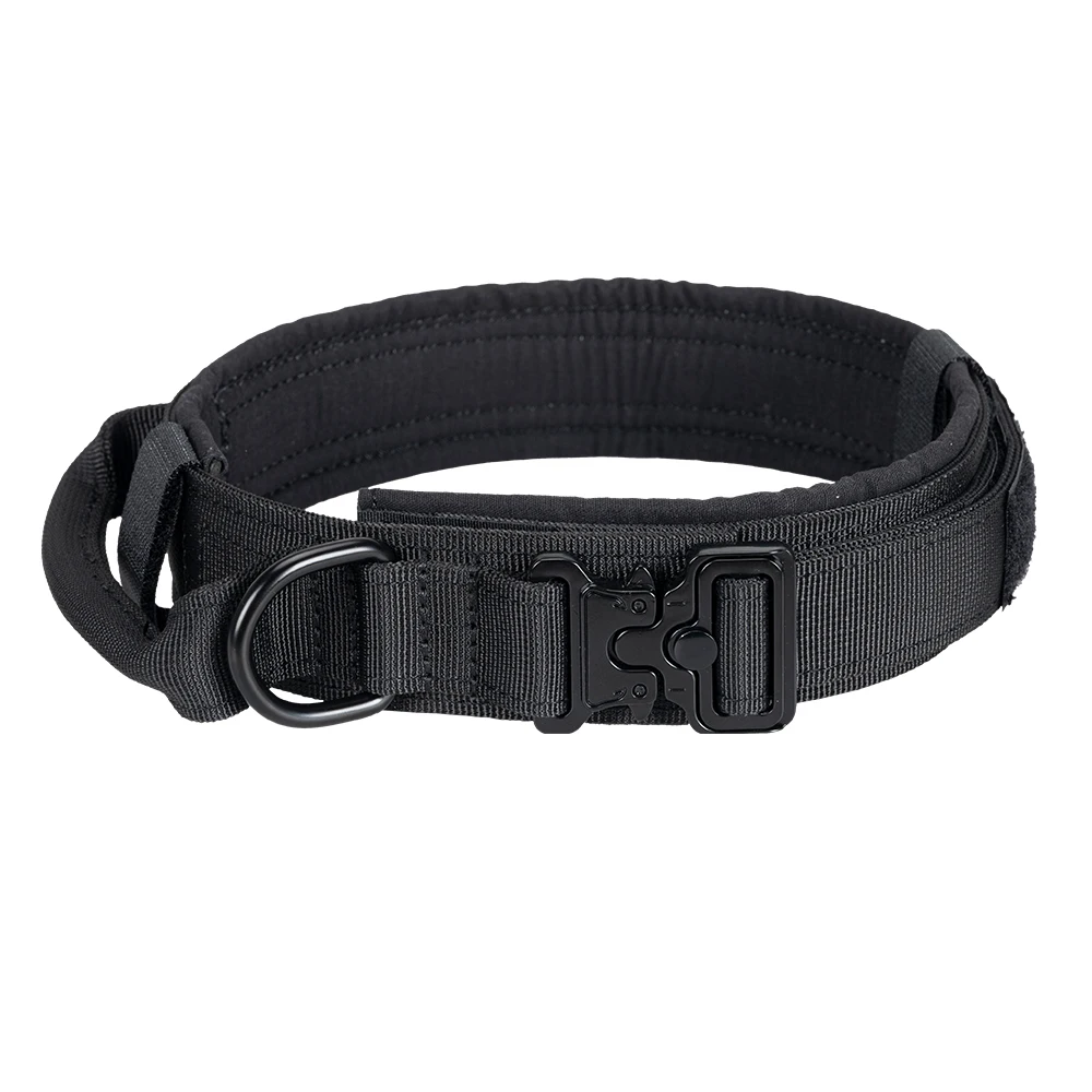

Plain nylon dog collars heavy duty k9 military tactical dog collar with handle, Blk/ cob /rgn/ gry