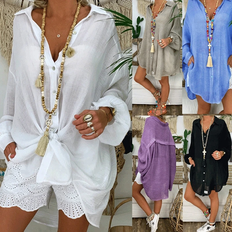 Autumn Clothes Cotton Linen Women 5XL Plus Size Long Sleeve Turn Down Collar Blouse Beach Style Top Chic Shirt Ladies' Blouses
Autumn Clothes Cotton Linen Women 5XL Plus Size Long Sleeve Turn Down Collar Blouse Beach Style Top Chic Shirt Ladies' Blouses