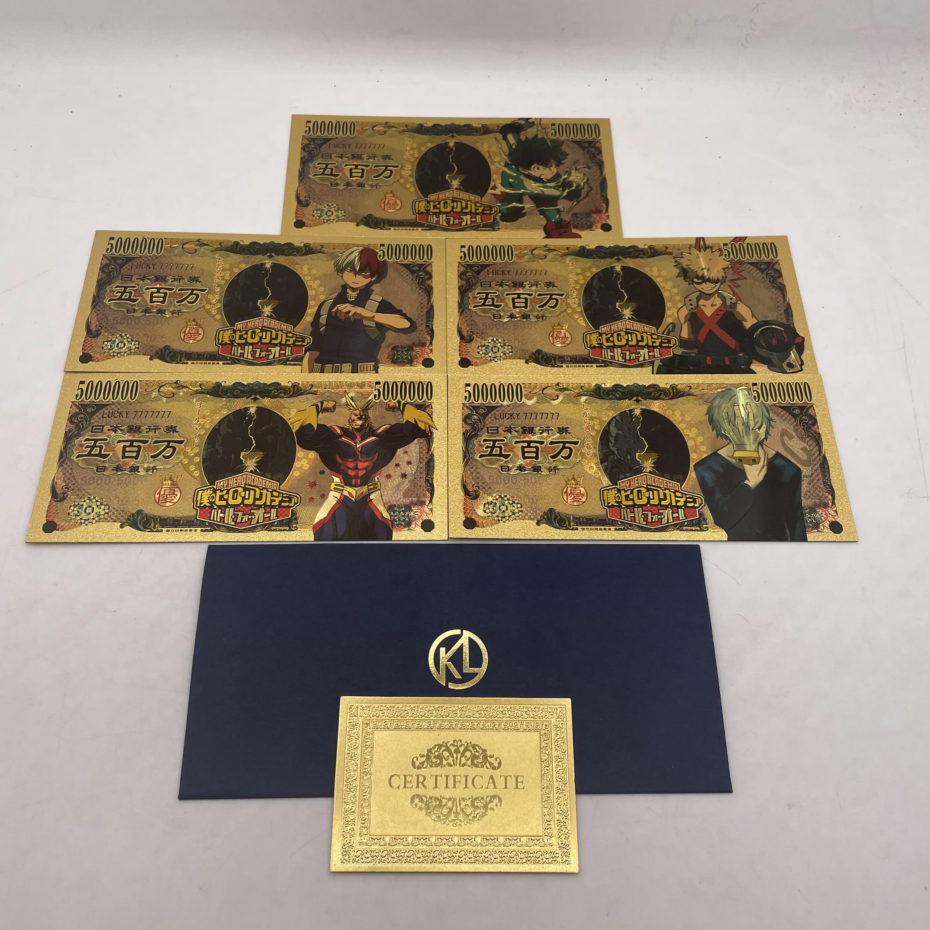 5 Designs Japanese Anime My Hero Academia Cards High Quality Gold Banknote Collectible For Home Decor Toys For Children
5 Designs Japanese Anime My Hero Academia Cards High Quality Gold Banknote Collectible For Home Decor Toys For Children