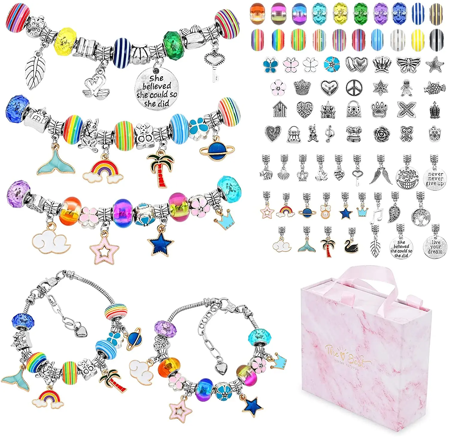 Girls Charm Bracelet Making Kit with Charm Beads Pendant Bracelet Beads Jewelry Making Set Christmas Gifts Jewelry Making
Girls Charm Bracelet Making Kit with Charm Beads Pendant Bracelet Beads Jewelry Making Set Christmas Gifts Jewelry Making