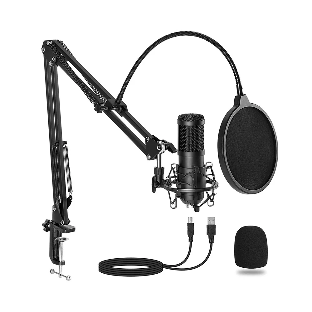 

Professional Cardioid Studio Mic Kit Table gaming Condenser Microphone with Boom Arm