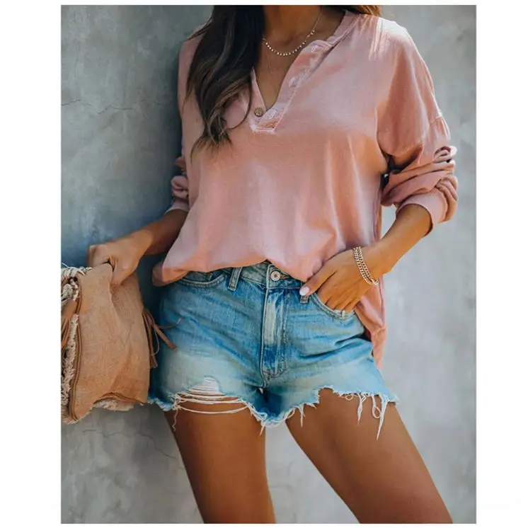 New Style Woman Clothes Solid Woman Tops Fashionable V-Neck Long-Sleeve Button Tops Shirts For Women Blouses
New Style Woman Clothes Solid Woman Tops Fashionable V-Neck Long-Sleeve Button Tops Shirts For Women Blouses